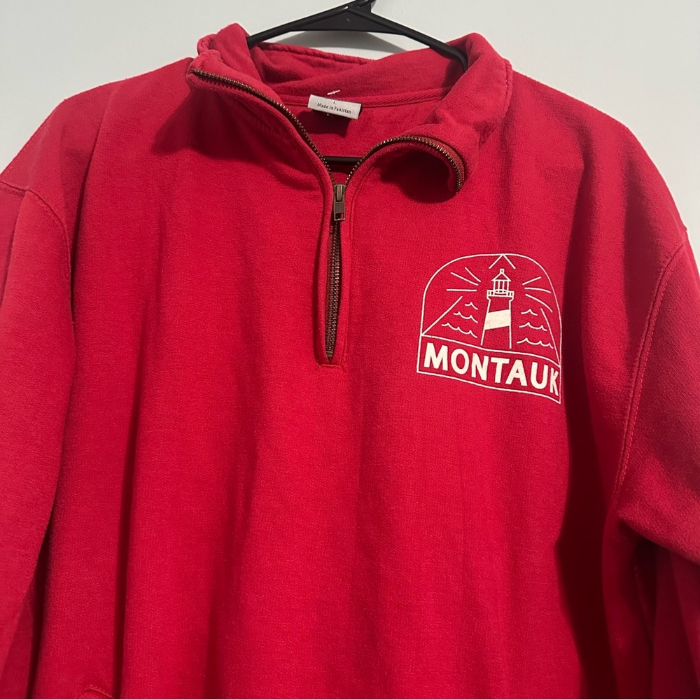 Montauk NY Quarter Zip Up Pullover Sweatshirt Large
